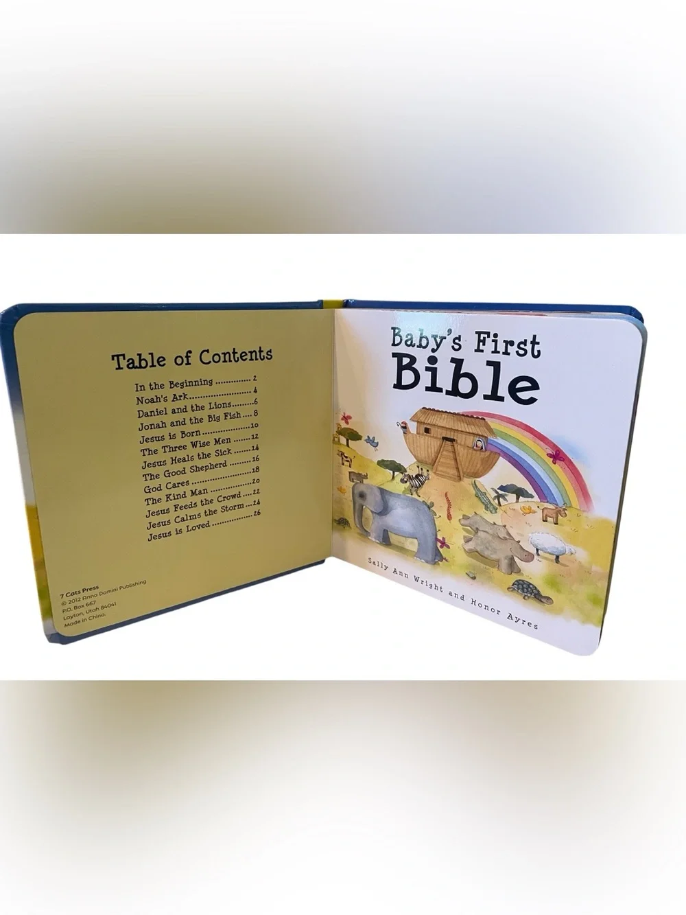 Baby's First Bible - Illustrated Animal Board Book (Blue, Yellow, Green)